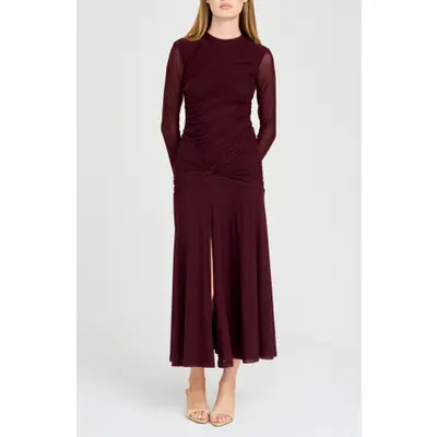 WAYF Selene Ruched Long Sleeve Dress in Black at Nordstrom, Size Small | Nordstrom