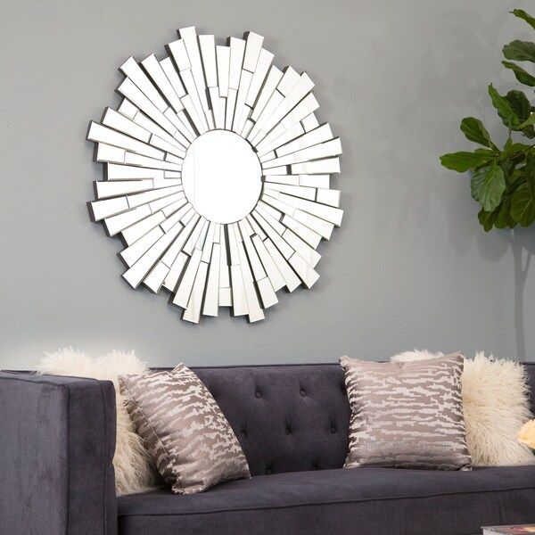 Abbyson Empire Burst Round Wall Mirror - Silver | Bed Bath & Beyond