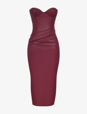 Juliana slim-fit corseted-bodice vegan-leather maxi dress | Selfridges