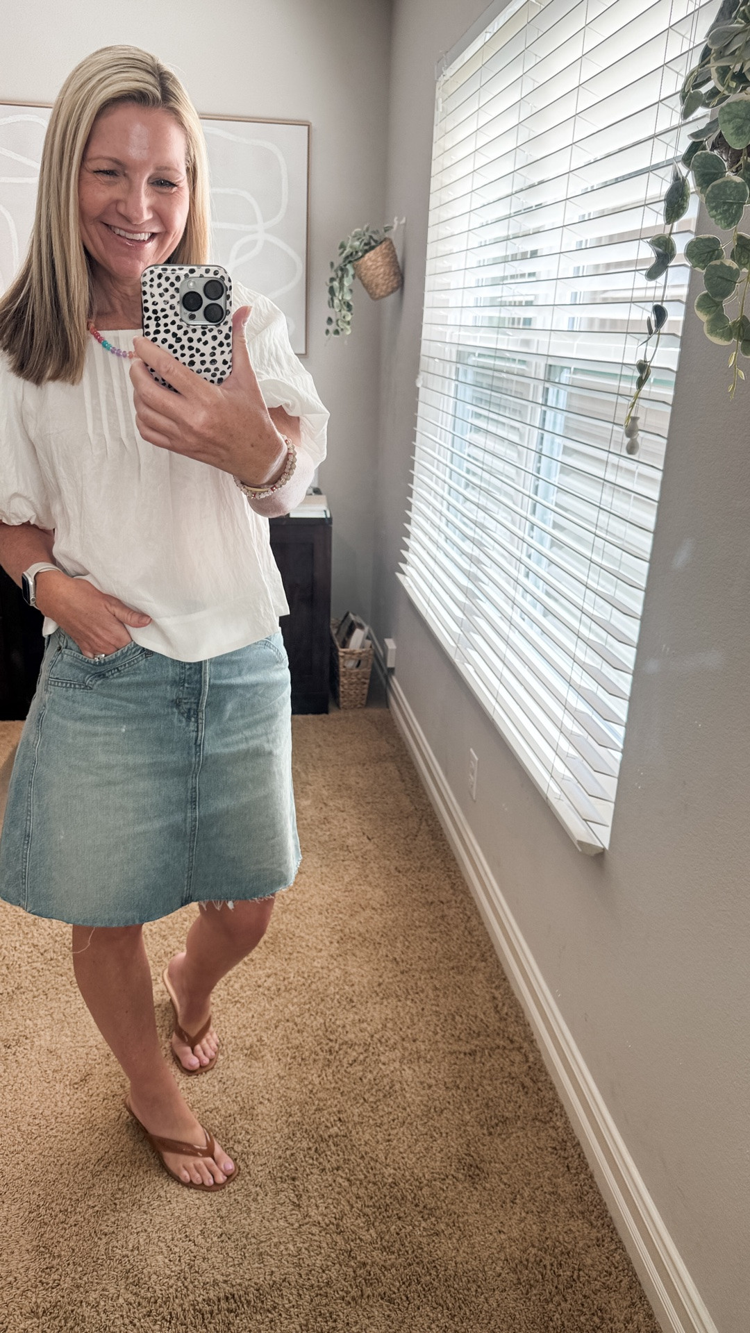 Target Tuesday! A good white top is a closet staple so when I saw the details and puff sleeves on this one, I immediately ordered it. My kitten heel sandals are also Target. 

My Free People denim midi skirt is part of the NSale. I love the length and the raw hem. This is one of those skirts that will work in any season. And it’s still in stock.

#LTKootd #LTKSaleAlert #LTKOver40