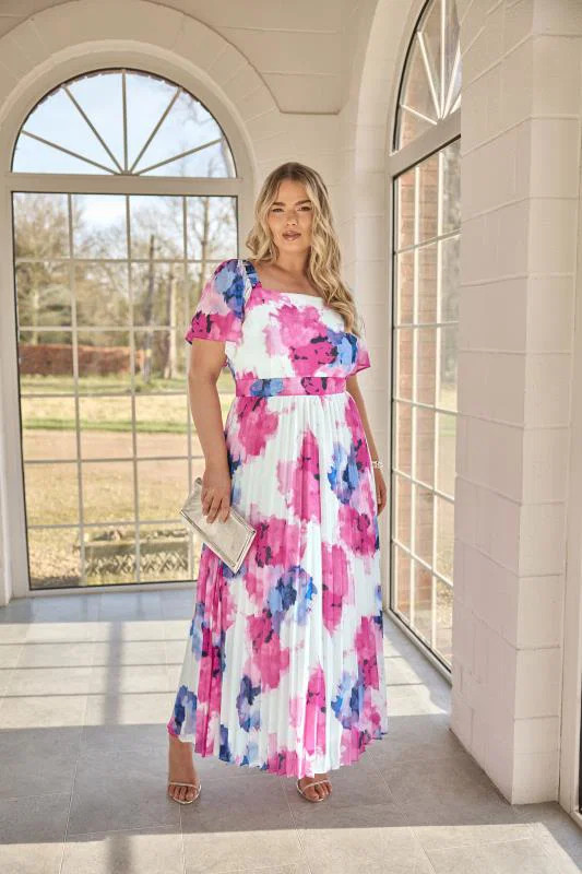 YOURS LONDON Plus Size White Abstract Floral Print Maxi Dress | Yours Clothing UK
