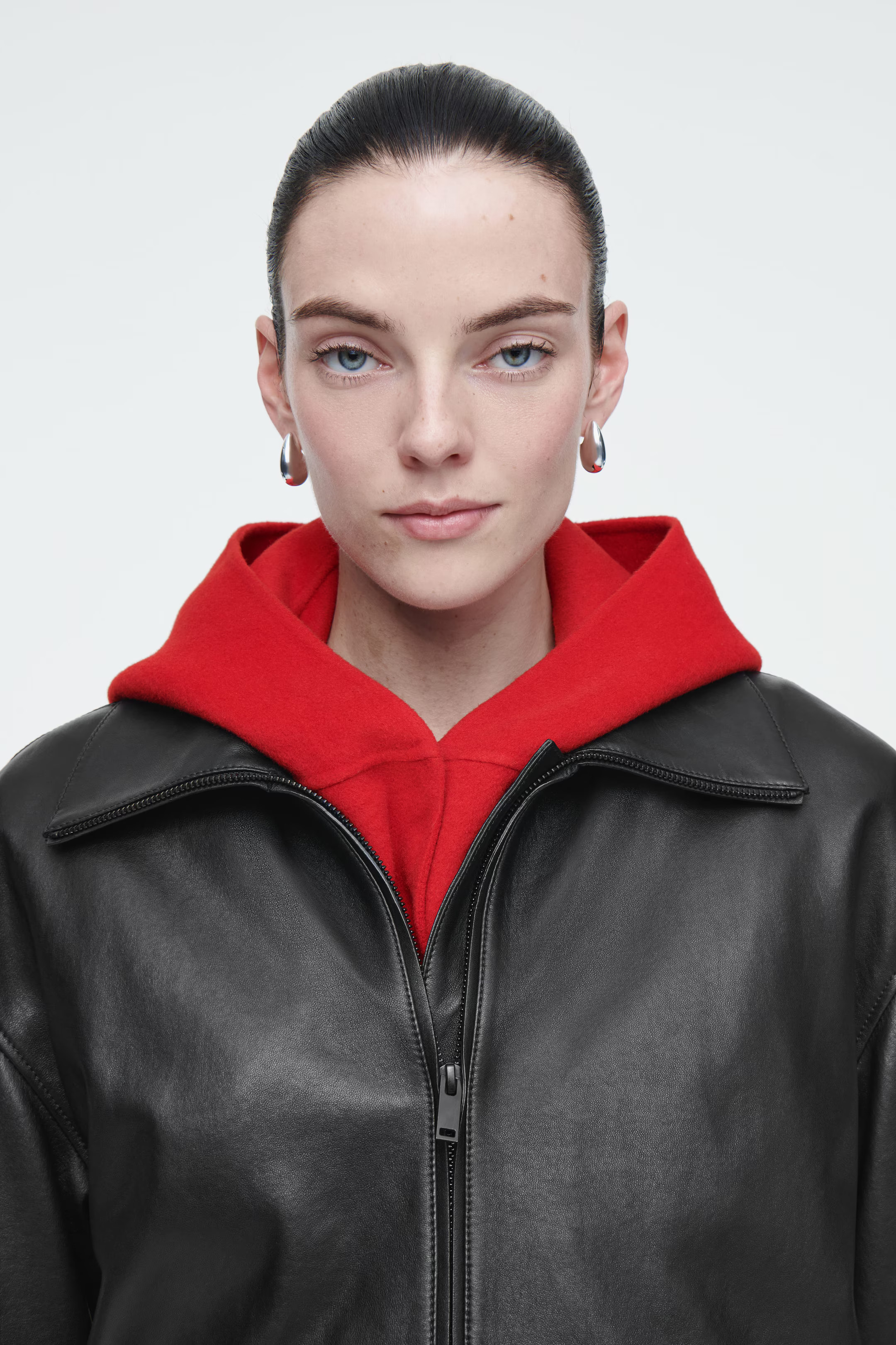 DOUBLE-FACED WOOL HYBRID HOOD - RED | COS (AU)