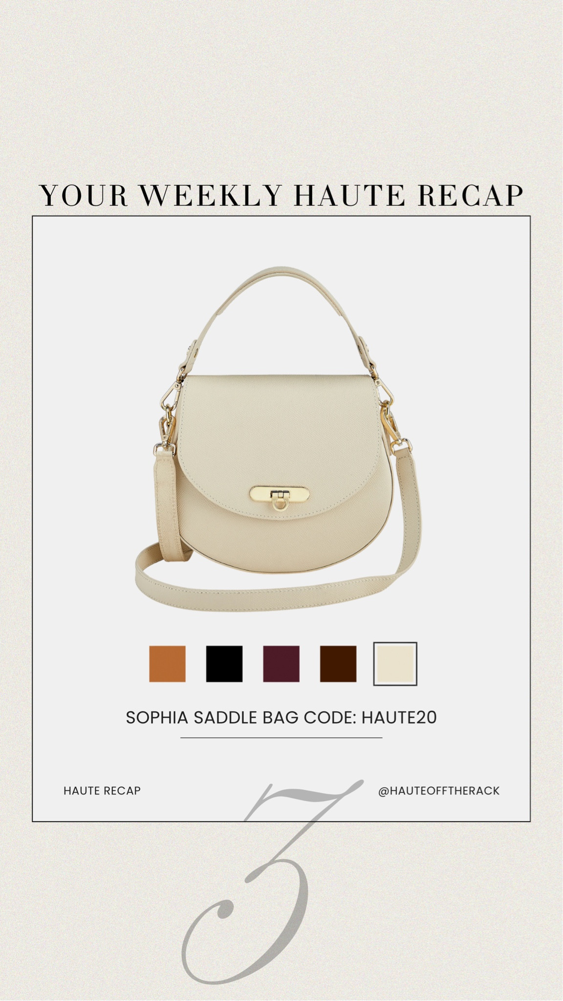 The Sophia bag now available in ivory and so perfect for spring!
Take 20% OFF with code: HAUTE20

#giginewyork #ivoryhandbag #whitehandbag #bridehandbag #salealert

#LTKSaleAlert #LTKSeasonal