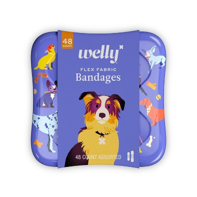 Welly Kids' Flex Fabric Bandages - Dogs - 48ct | Target