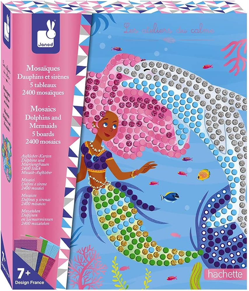 Janod - Mosaik-Set Delfin- und Meerjungfrauen - Les Ateliers du Calme - Set für kreative Freizei... | Amazon (DE)