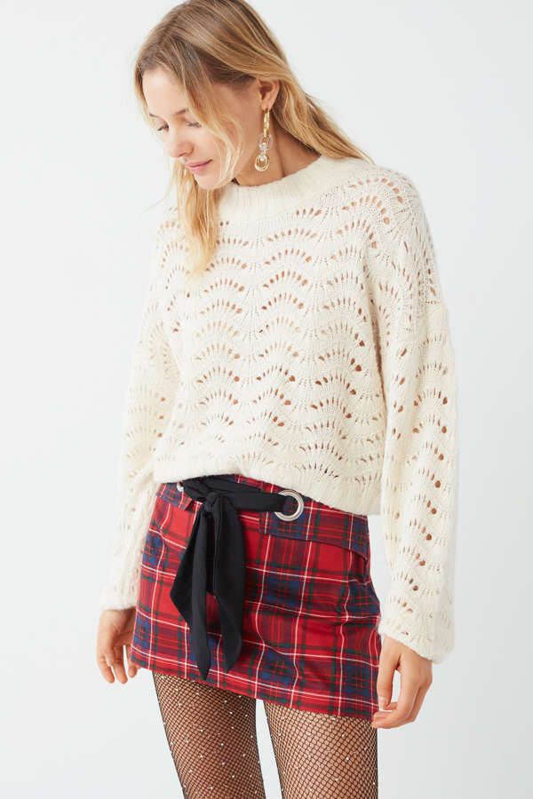 UO Jenni Pointelle Pullover Sweater | Urban Outfitters US