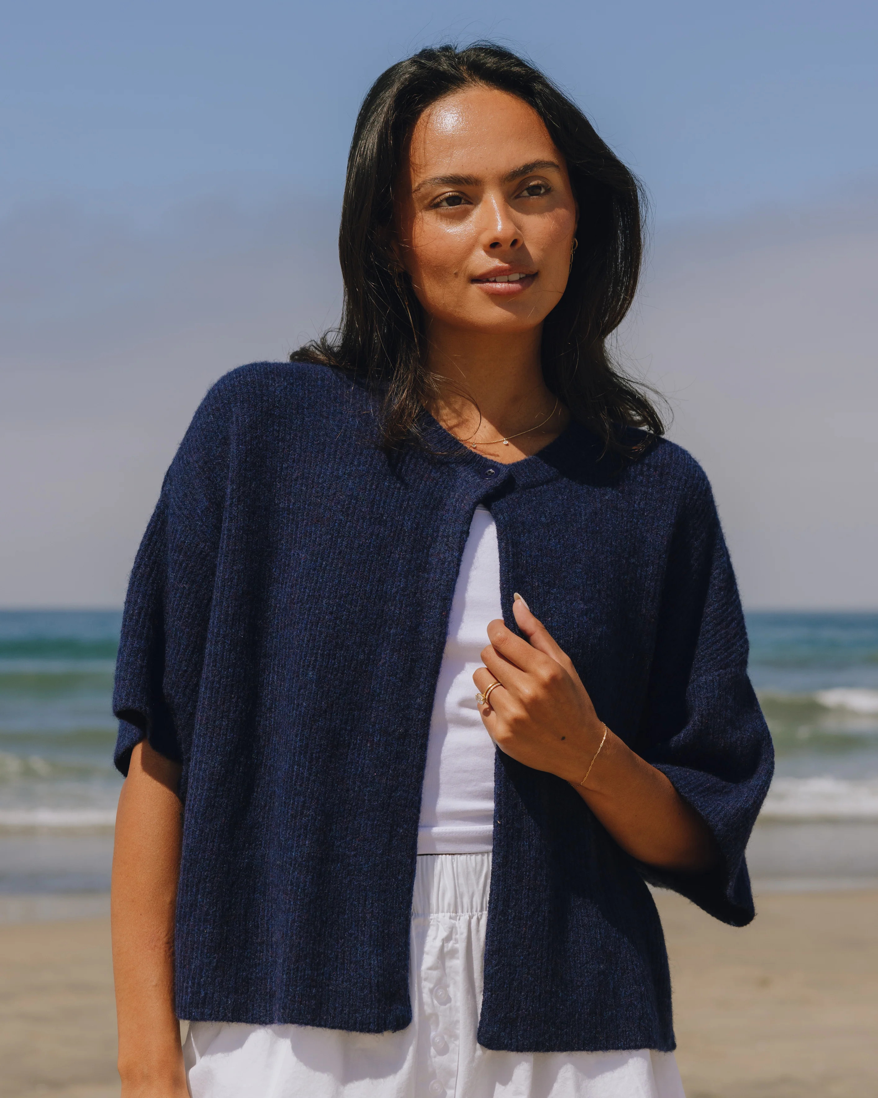 Single Button Sweater - Navy | Daily Drills