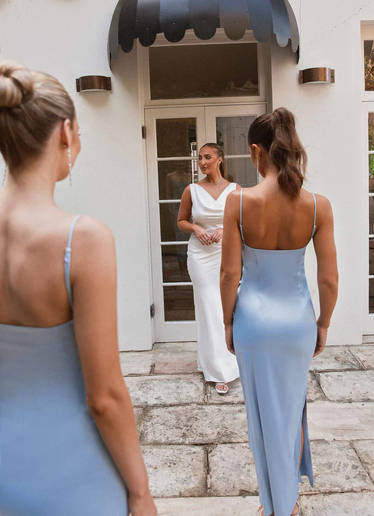 Close To You Satin Maxi Dress - Ice Blue | Peppermayo (Global)