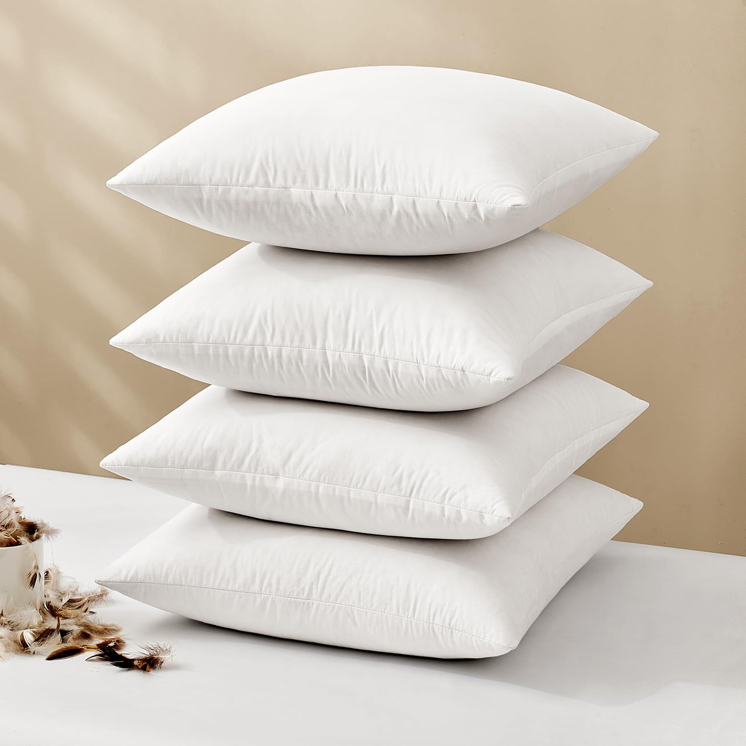 MIULEE Pillow Inserts 22x22 (Pack of 4,White), Down Feather Throw Pillow Inserts, Premium Fluffy ... | Amazon (US)