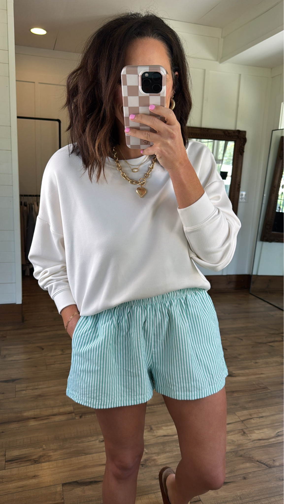throw on, look cute, and go 🤍

striped shorts outfit, casual summer outfit, neutral top outfit, comfy everyday look, lightweight sweatshirt outfit, boxer shorts style, easy outfit idea
#summeroutfit #stripedshorts #casualstyle #ltkstyle #everydayoutfit #affordablefashion #outfitinspo #momstyle #easyoutfits