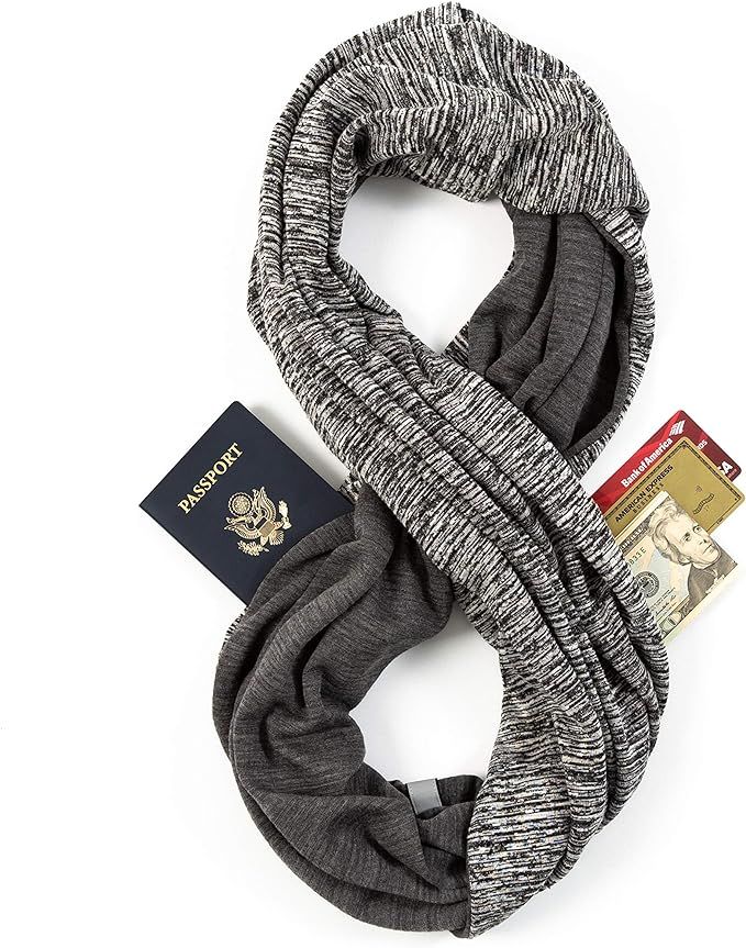 Zero Grid Infinity Scarf with Hidden Pockets Converts to Blanket and Wrap Perfect for Travel | Amazon (US)