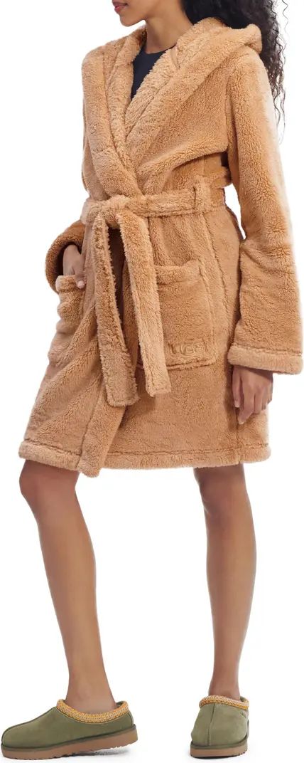 Aarti Faux Shearling Hooded Robe | Nordstrom
