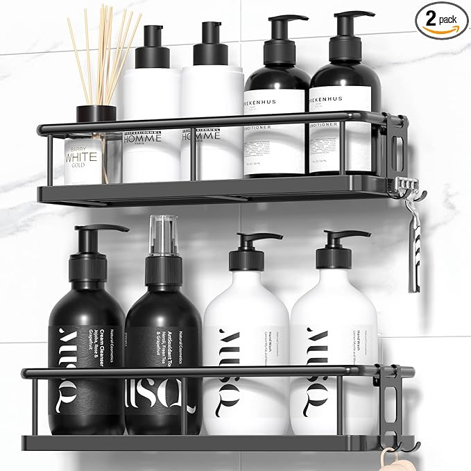 YASONIC Shower Caddy Adhesive, Rustproof Shower Shelves for Inside Shower, Large Capacity Bathroo... | Amazon (US)
