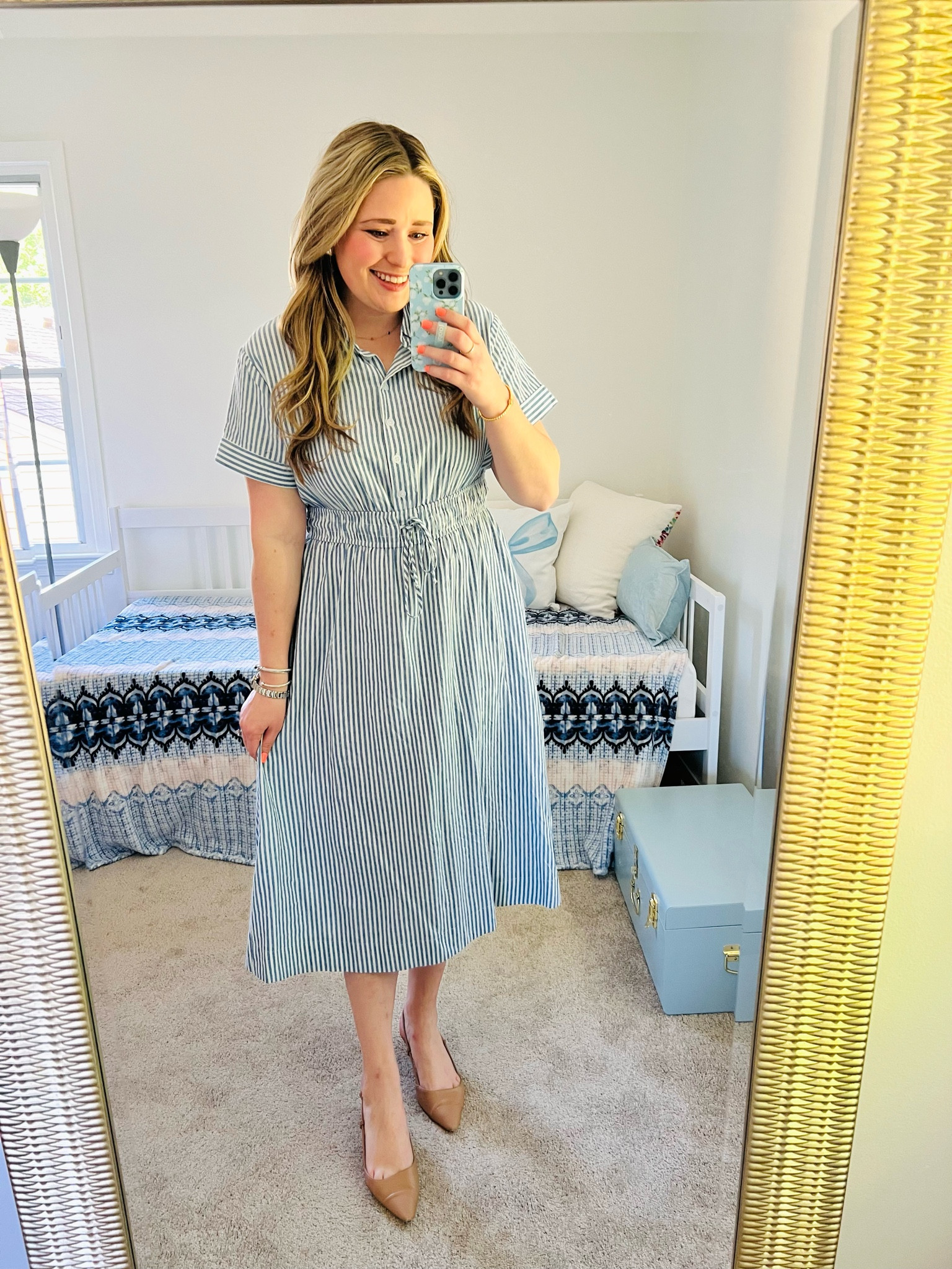 Summer work outfit || Workwear || Work Outfits || Blue and white dress || Striped dress  

#LTKWorkwear #LTKootd