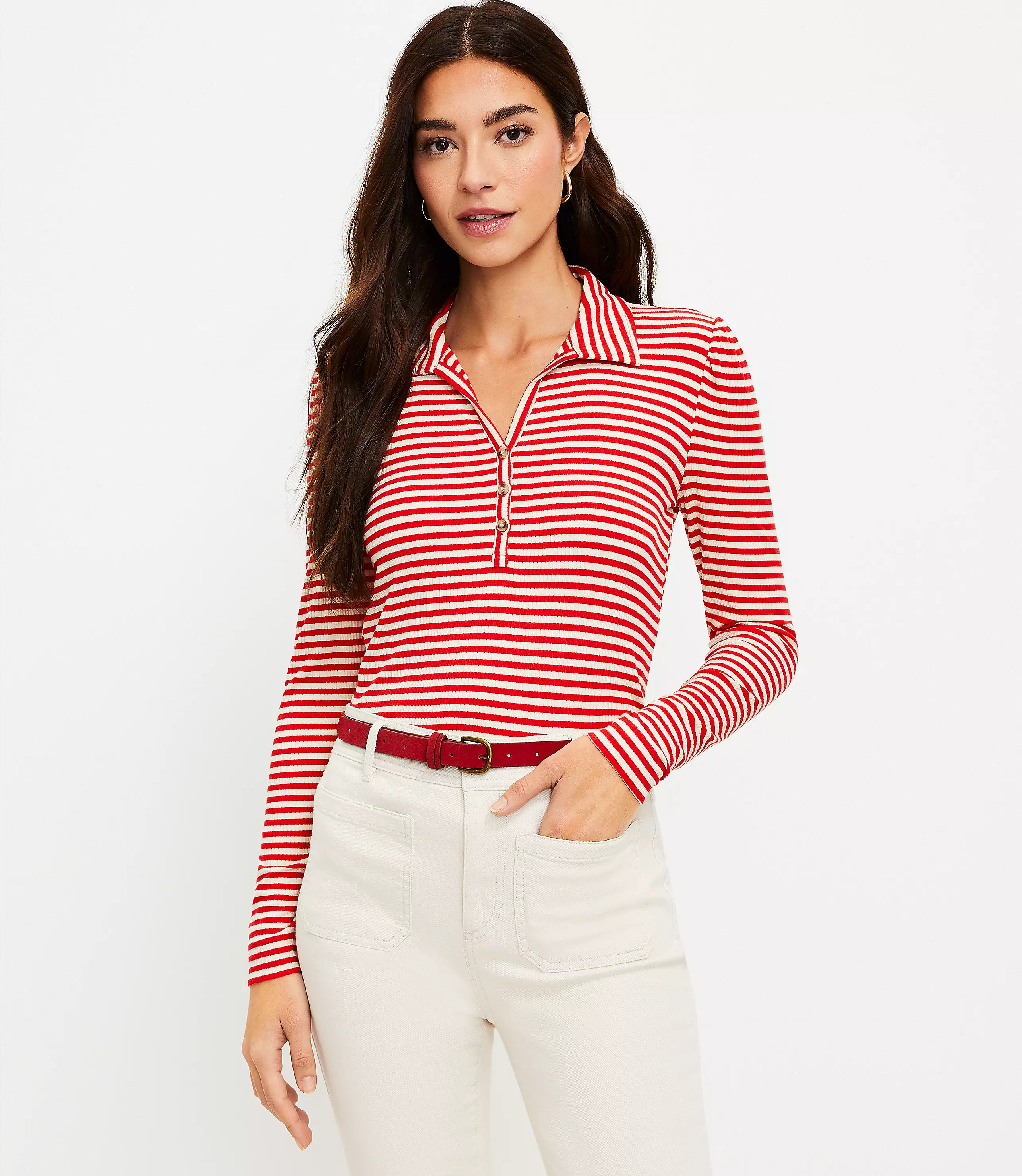 Striped Polo Tee | LOFT