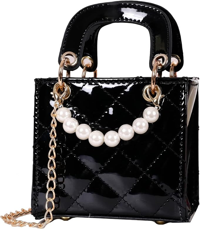 Shiny Patent Little Girls Crossbody Purses Toddler Top Handle Handbag Mini Sequins Tassel Messeng... | Amazon (US)