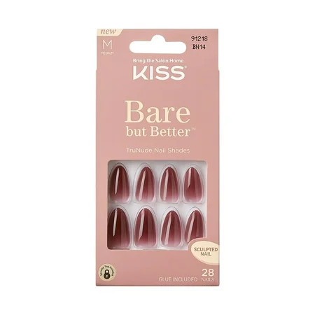 KISS Bare but Better Press on Nails Chemistry Red Medium Almond 28 Count | Walmart (US)
