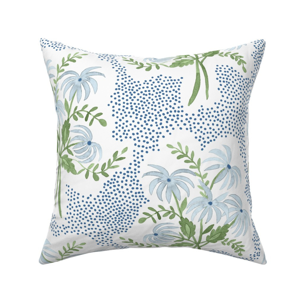Throw Pillow in Pearl's Bouquet Blue and Green | Spoonflower