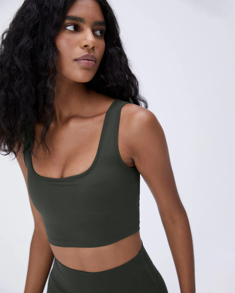 Ultimate Square Neck Bra - Dark Olive | Adanola UK