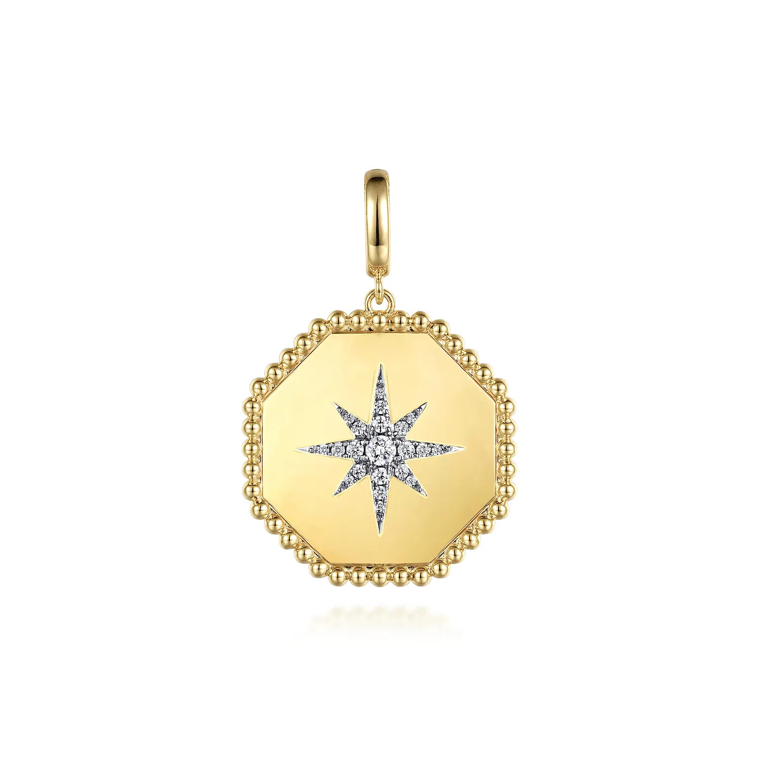 14K Yellow Gold Diamond Bujukan Starburst Hexagon Medallion Pendant | Gabriel & Co. Fine Jewelry And Bridal