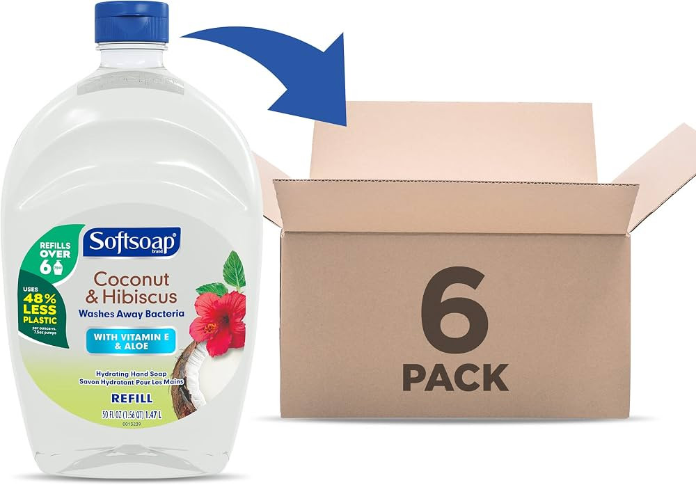 Softsoap Hand Soap Refill, Coconut & Hibiscus, 300 Oz (50 Oz, Case of 6) - For Liquid Hand Soap D... | Amazon (US)