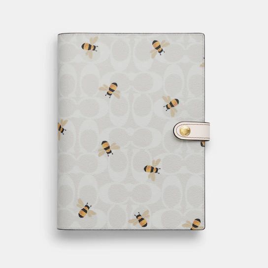 Notebook In Signature Canvas With Bee Print | Coach Outlet