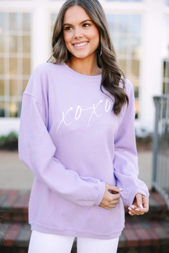 XoXo Lilac Embroidered Sweatshirt | The Mint Julep Boutique