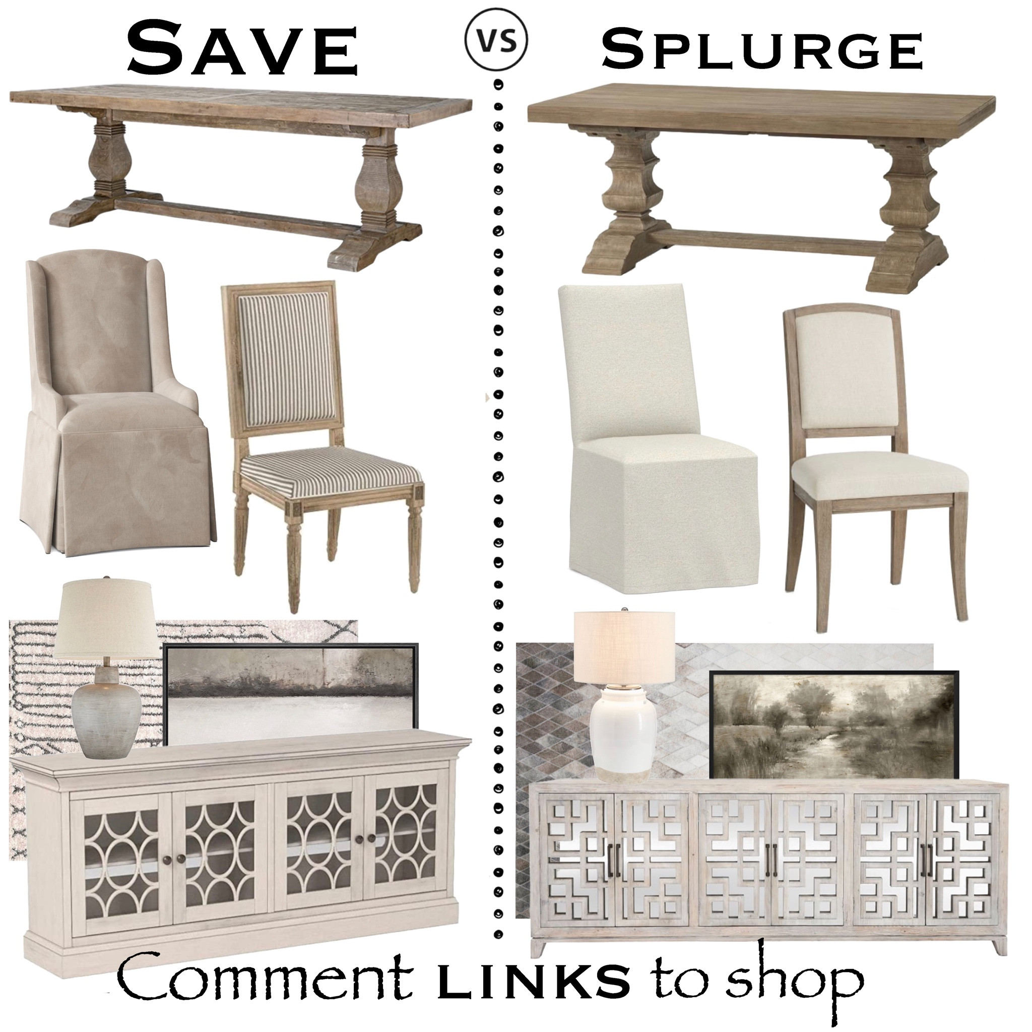 Save versus Splurge dining room favorites. I don’t know about you, but I kind of like the save side better! 

#LTKhome #LTKSale