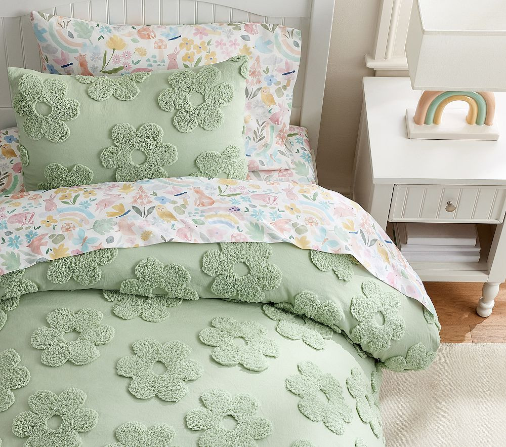 Textured Daisy Jacquard Duvet Cover &amp; Shams | Pottery Barn Kids