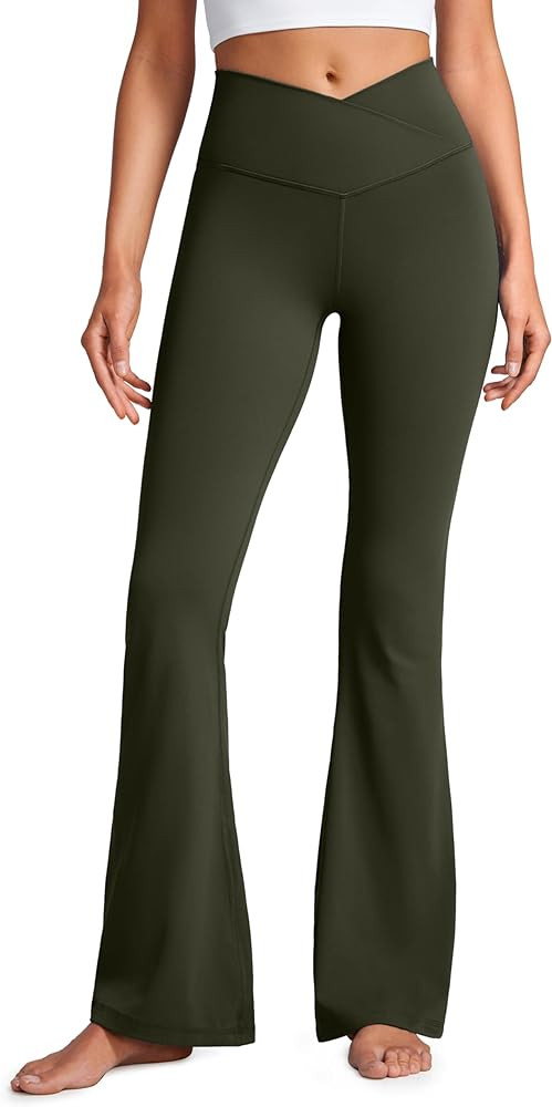 CRZ YOGA Butterluxe Crossover Flare Leggings for Women 31" - High Waist V Cross Bootcut Bell Bott... | Amazon (US)