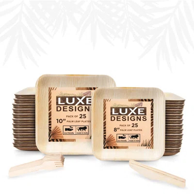 LuxeDesigns Eco-Friendly Disposable Palm Leaf Plates - Heavy-Duty Biodegradable & Compostable Dinnerware Set - 50-Piece 10" Plates for Parties, Picni | Wayfair North America