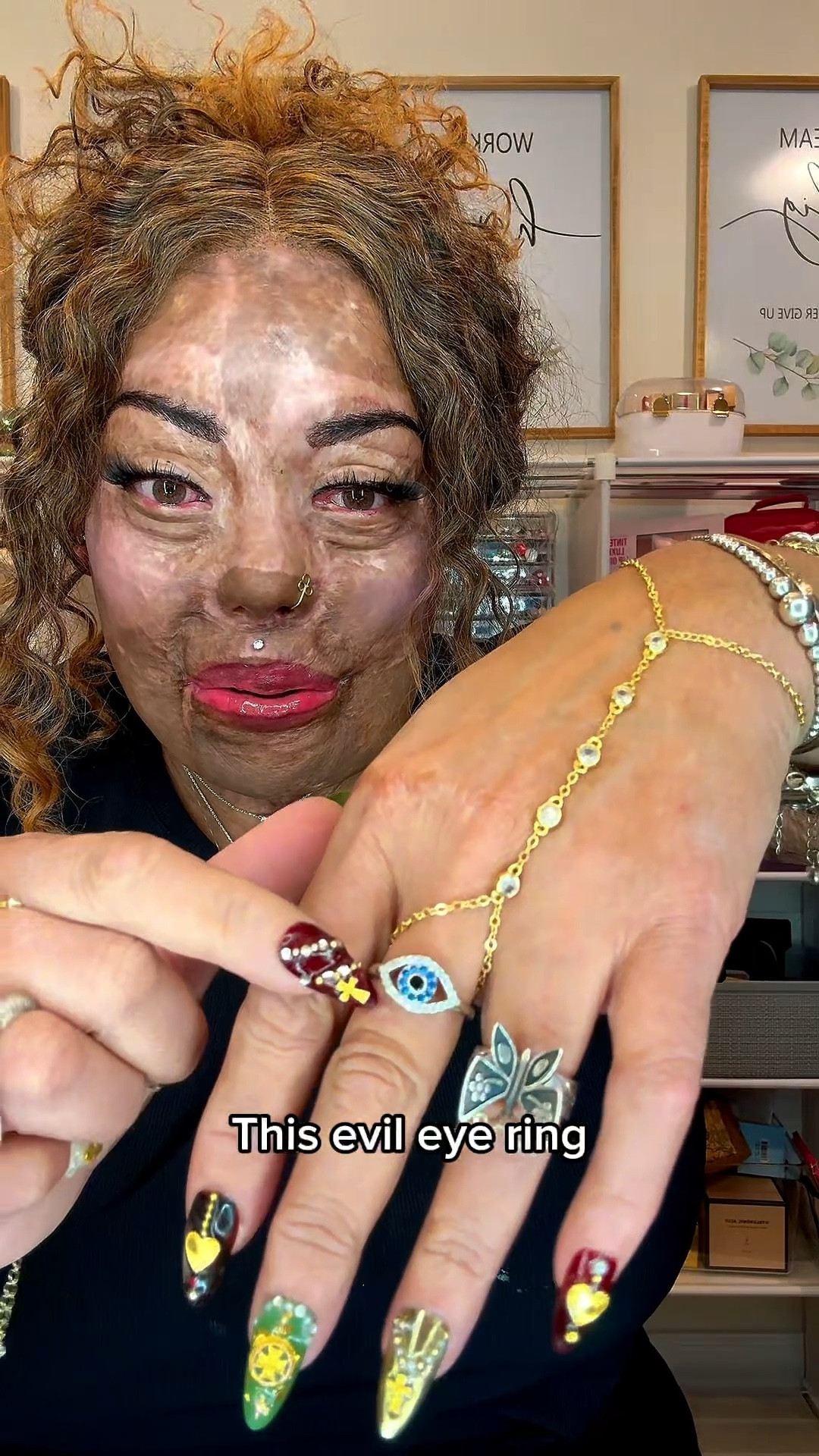 This Sterling Silvery blingy evil eye ring is everything!🧿

My press on nails are by Ersa Nails 💅🏽 

#LTKBeauty #LTKGiftGuide #LTKOver40