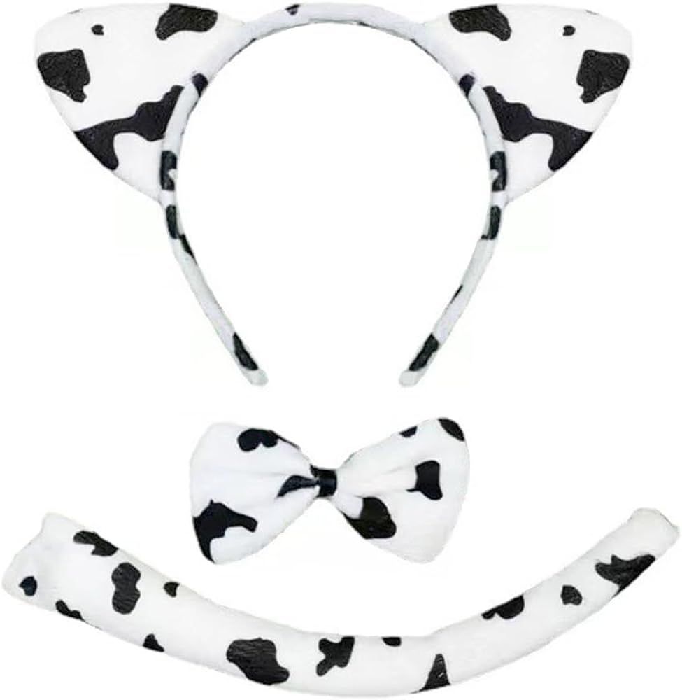 McFadyon Cow Headband Ears and Tail Costume Accessory Set,Cow Ears and Horns Headband | Amazon (US)