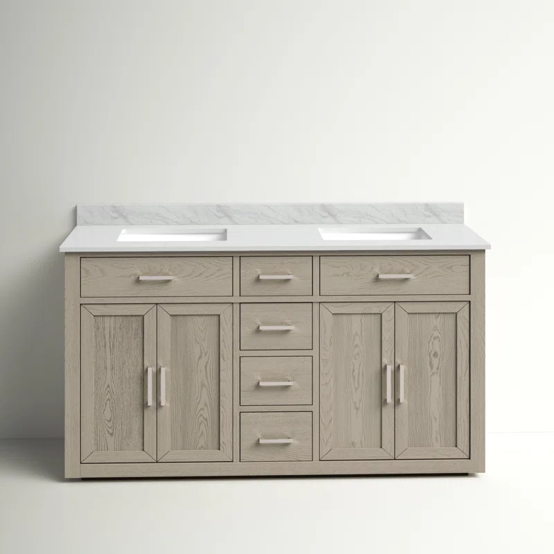 Grisborne 60'' Double Bathroom Vanity with Quartz Top | Wayfair North America
