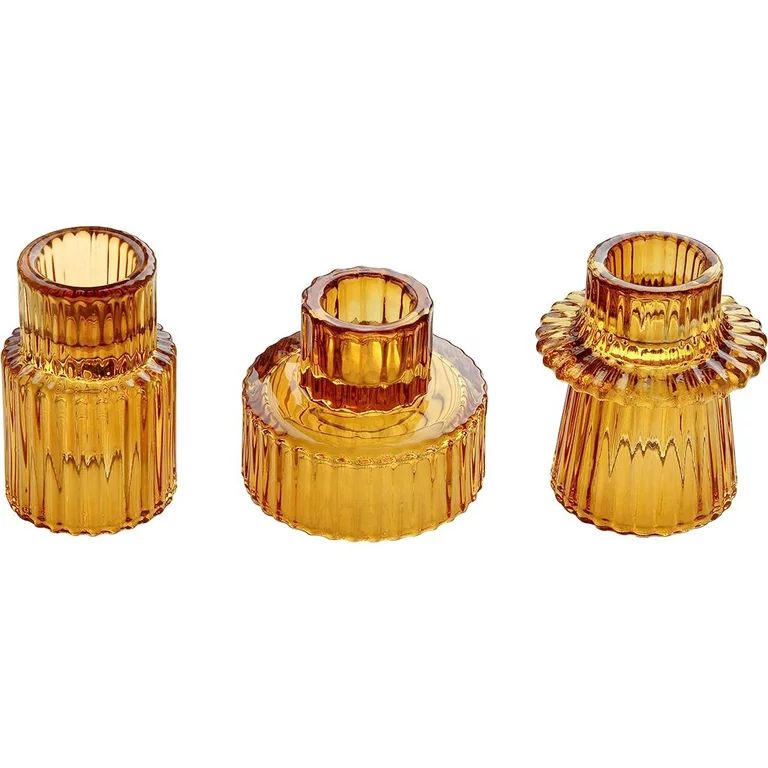 HofferRuffer Set of 3 Taper Glass Candle Holders, Tealight Candlestick Holders for Table Centerpi... | Walmart (US)