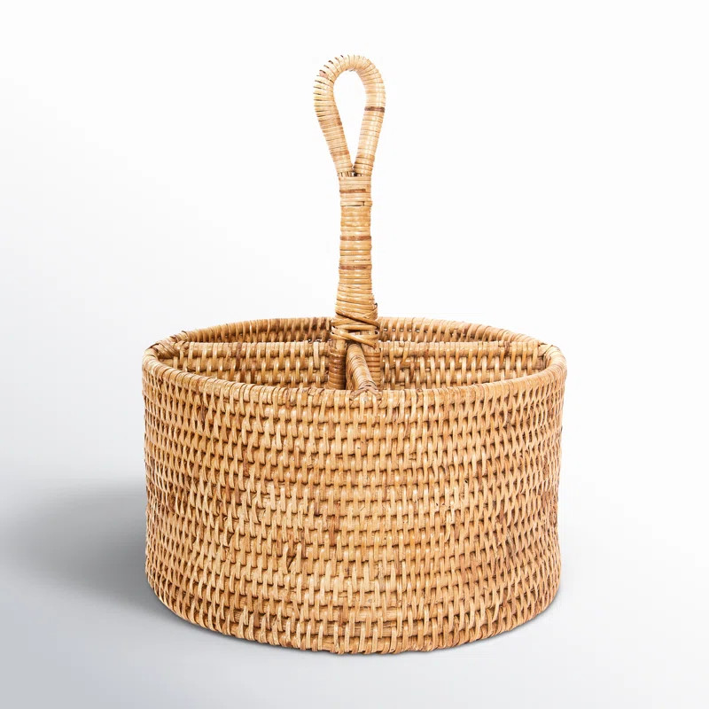 Fahy Rattan Round Flatware Caddy | Wayfair North America