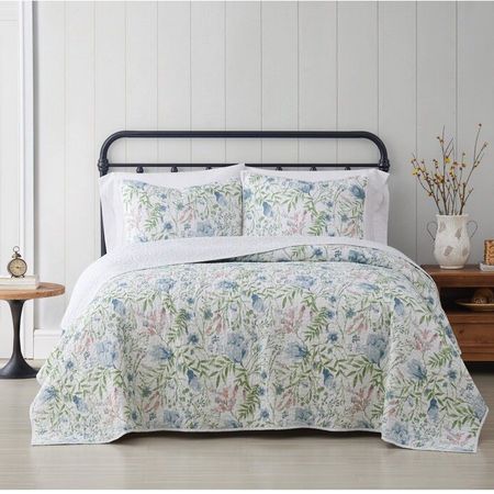 Wayfair Blue/Green/Pink Reversible Quilt Set! Cotton quilt set, floral quilt set, Wayfair bedding, bedding sale

#LTKhome #LTKstyletip #LTKfindsunder50