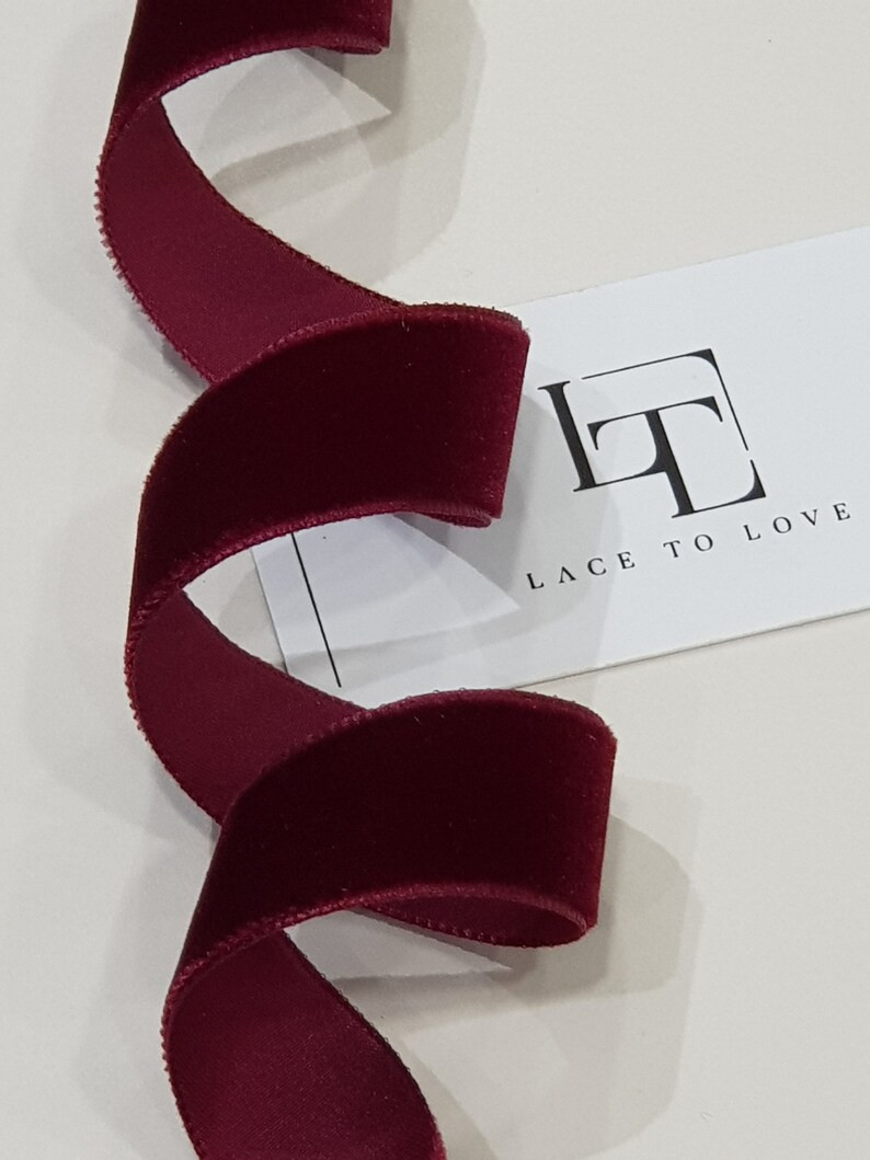 Dark Red Velvet Ribbon by the Yard Narrow Velvet Ribbon - Etsy | Etsy (US)