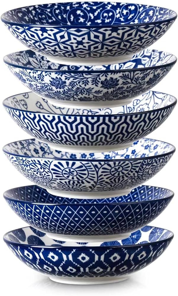 Selamica Porcelain 40oz Large Bowls 9 inch Big Pasta Salad Bowls, Microwave and Oven Safe, Vintag... | Amazon (US)