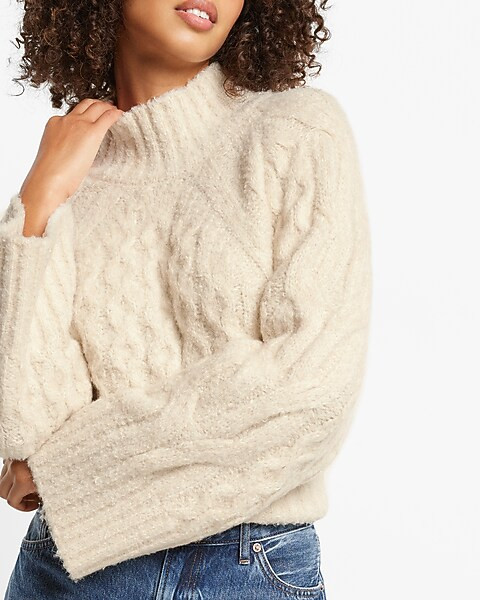 Cozy Cable Knit Mock Neck Sweater | Express