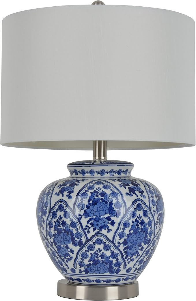Décor Therapy TL7912 20" Ceramic Table Lamp, Blue/White Finish | Amazon (US)