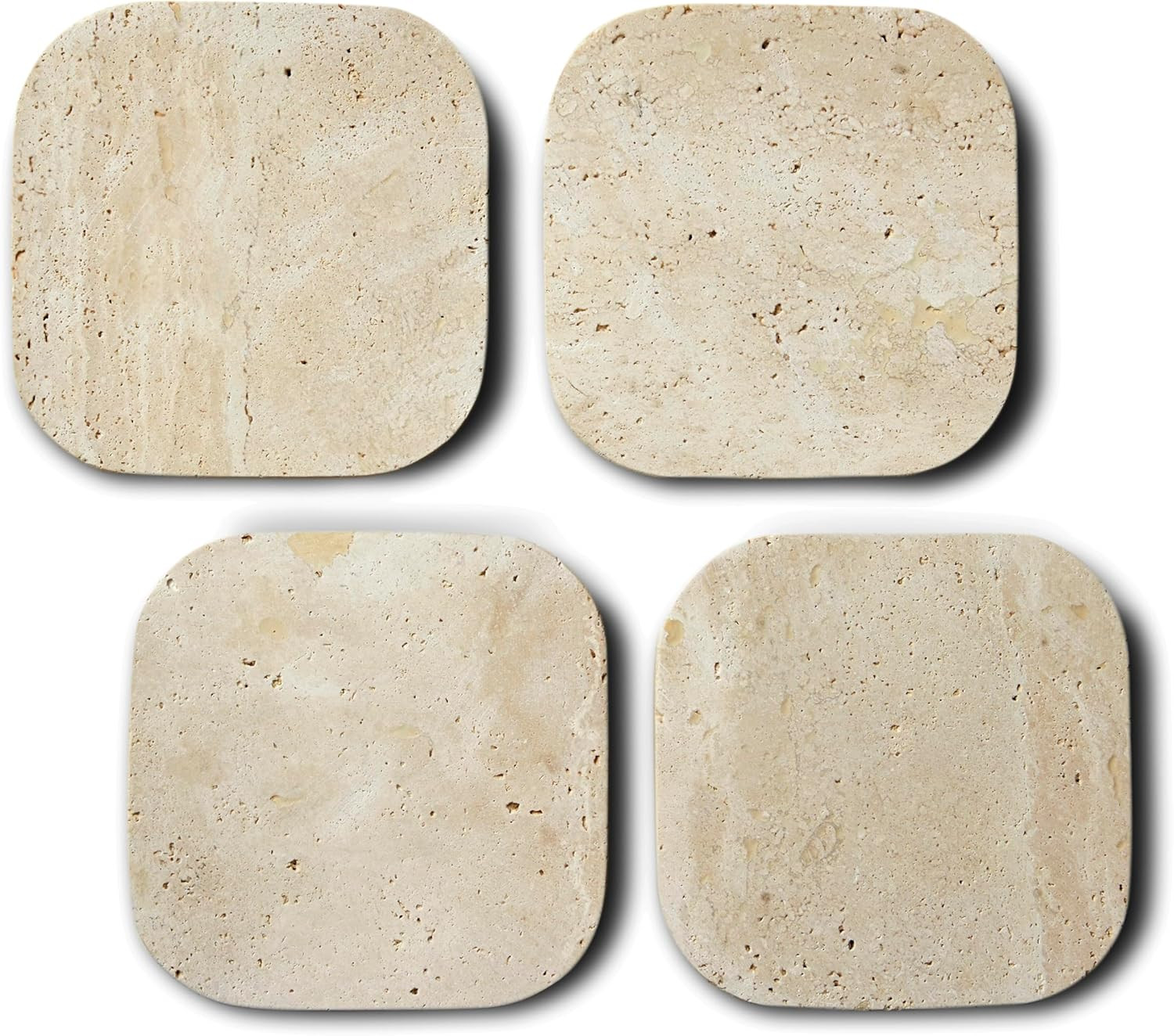 Luxury Turkish Travertine Coasters - Set of 4 - Square Marble Bar Coasters for Drinks, Coffee - S... | Amazon (US)