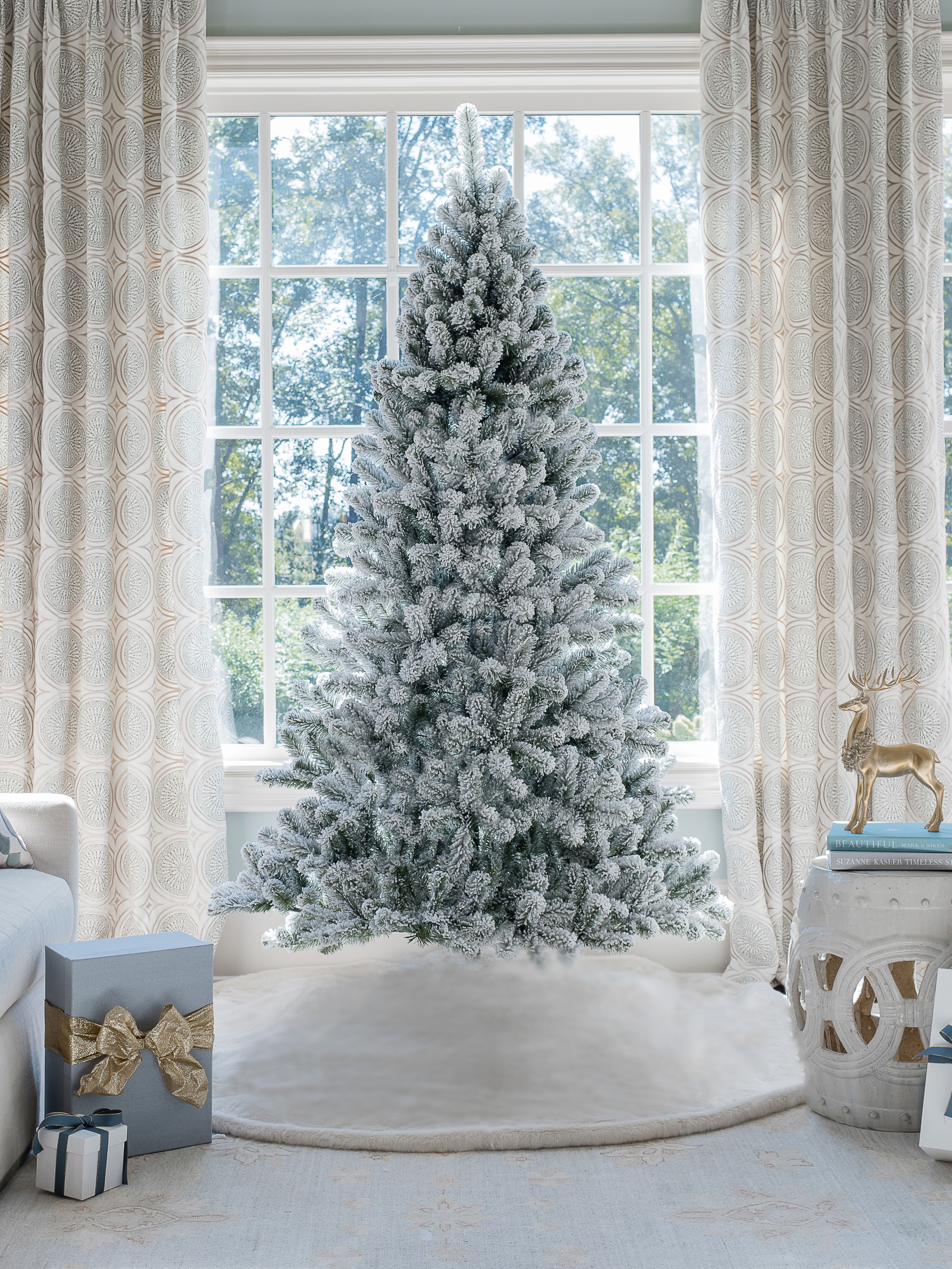 King of Christmas 7ft Prince Flock® Artificial Christmas Tree Unlit - Walmart.com | Walmart (US)