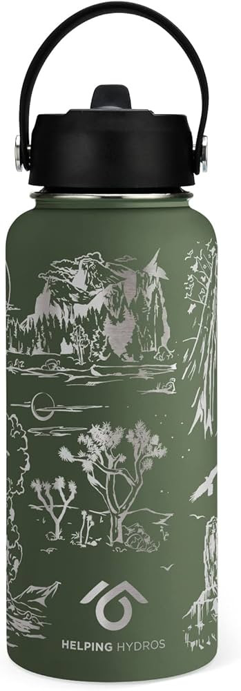 Helping Hydros National Parks Water Bottle | 32 oz Engraved Stainless Steel Vaccuum Sealed | Amazon (US)