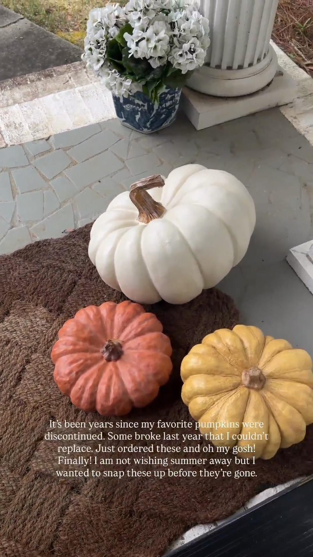 Finally! My favorite realistic faux pumpkins are back! I guarantee these will be snapped up fast so I didn’t want to wait until September to get them.

#falldecor

#LTKSeasonal