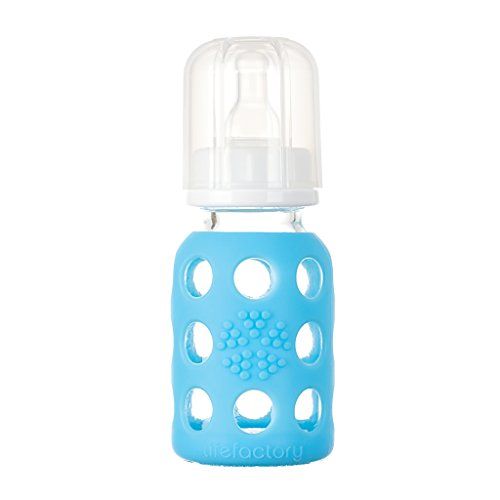 Lifefactory 4-Ounce BPA-Free Glass Baby Bottle with Protective Silicone Sleeve and Stage 1 Nipple, S | Amazon (US)