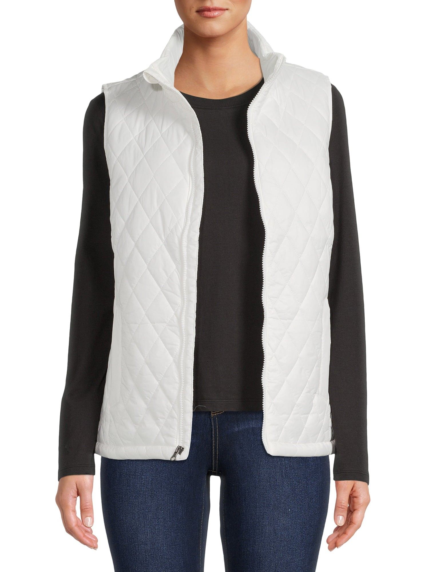Time and Tru Women's and Plus Diamond Quilt Vest | Winter OOTD, Winter Walmart Outfit | Walmart (US)