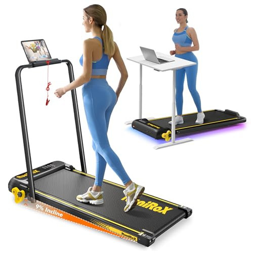 RuniRoX Walking Pad Treadmill with Incline, 3 in 1 Portable with Handle Bar and Lights, Under Desk for Home Office, with LED Display and APP | Amazon (US)
