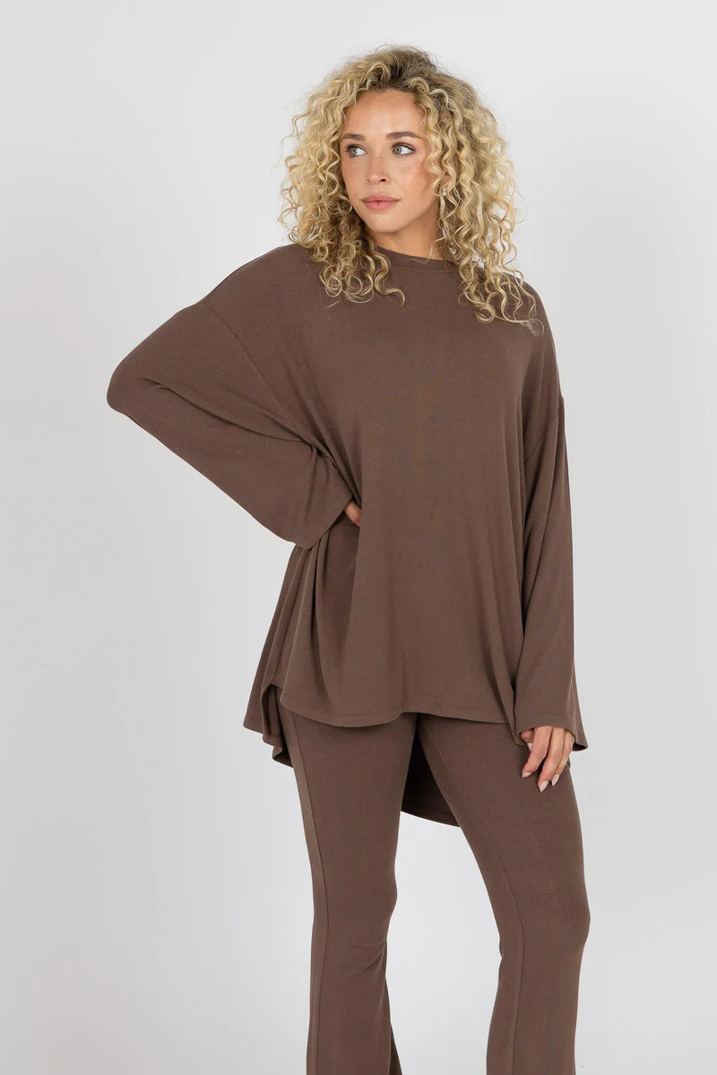 All Weekend Long Pant Set Long Sleeve Espresso | The Foxy Kind