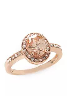 Rose Gold-Tone Champagne Halo Boxed Ring | Belk